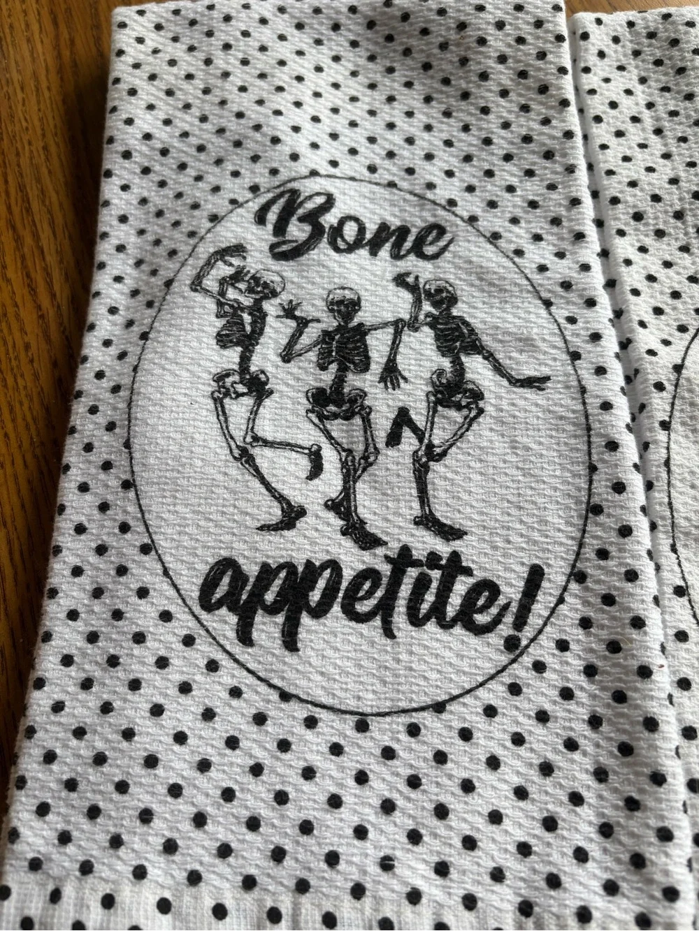 Bone Appetite! Polka Dot Kitchen Towels - Black & White NWOT